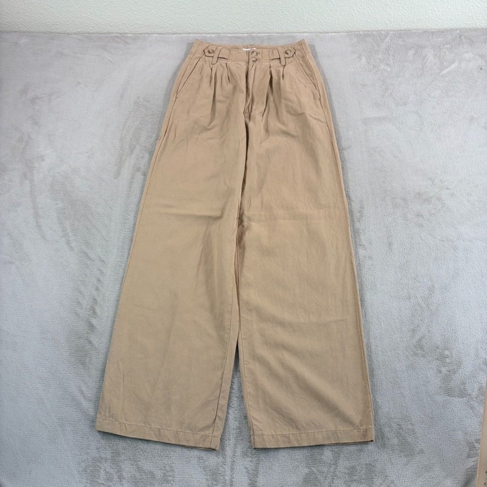 Madewell The Harlow Wide-Leg Pleated Pants in‎ Beige Linen Blend Twill Women 00